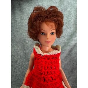 Vintage Ideal Magic Hair Crissy Doll with Original Box One‎ Hair Piece Red Dress
